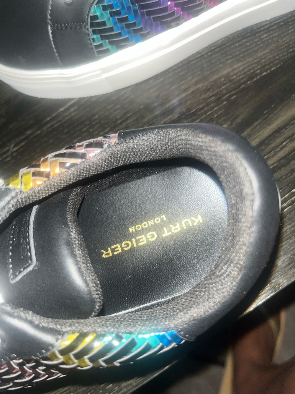 Kurt Geiger Black Sneakers with Rainbow Metallic Accents - Picture 4 of 8